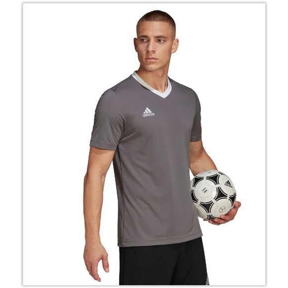NWT SEALED adidas Entrada 22 Men's SLIM FIT Soccer Jersey HE1574 GRAY, size L - Picture 4 of 6